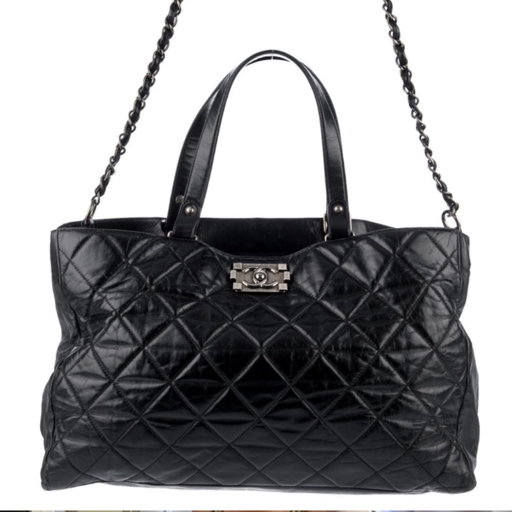 Chanel Black Quilted Le Boy Shopper tote recently